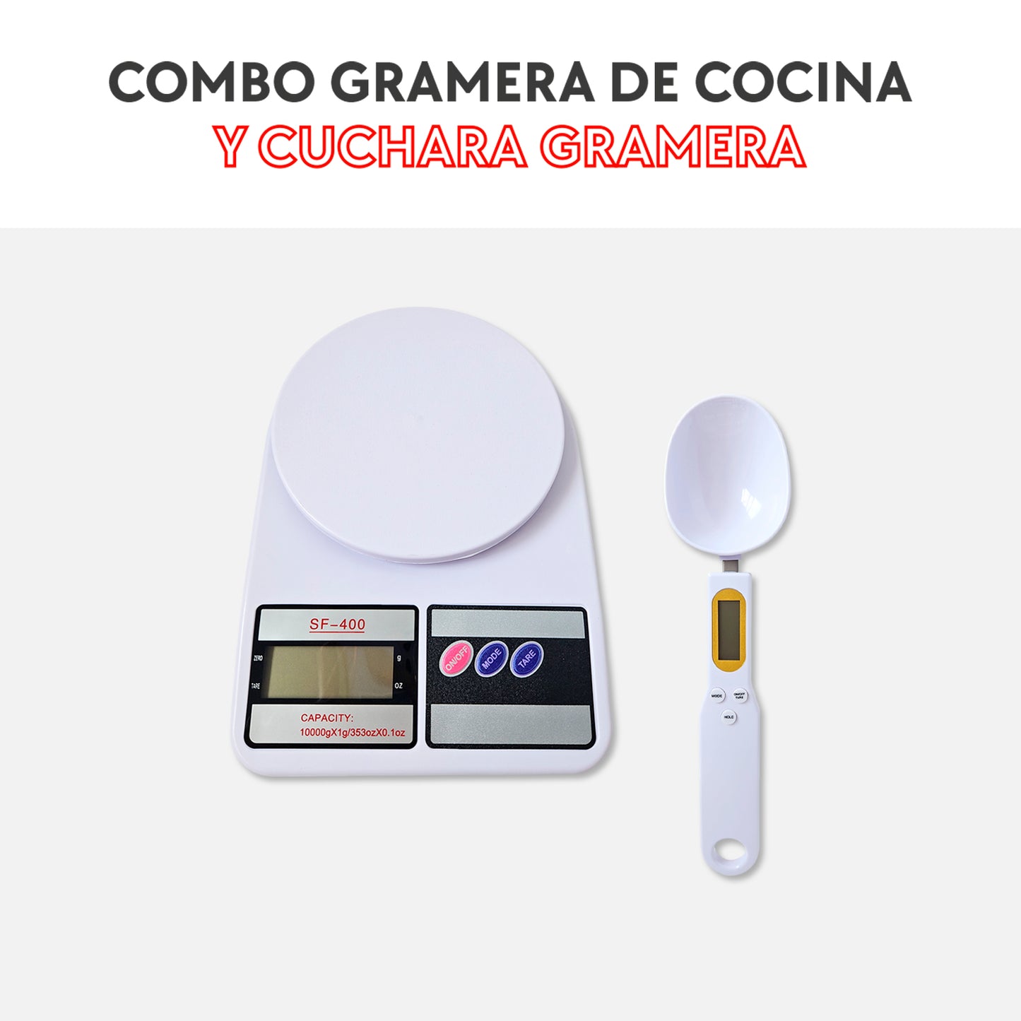 Combo gramera de cocina y cuchara gramera