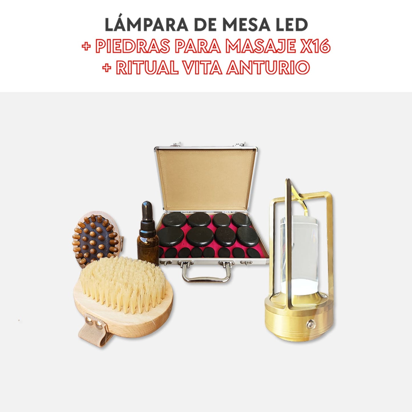 Combo Lámpara + Piedras + Cepillo