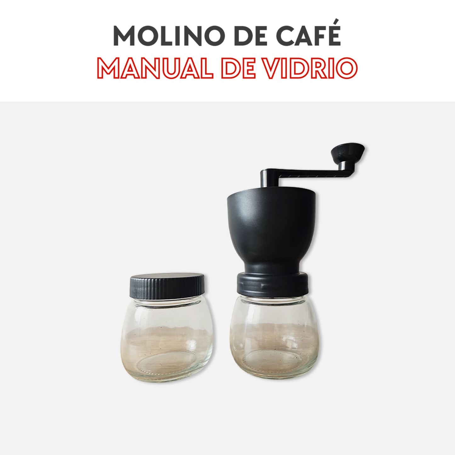 Molino de café manual de vidrio