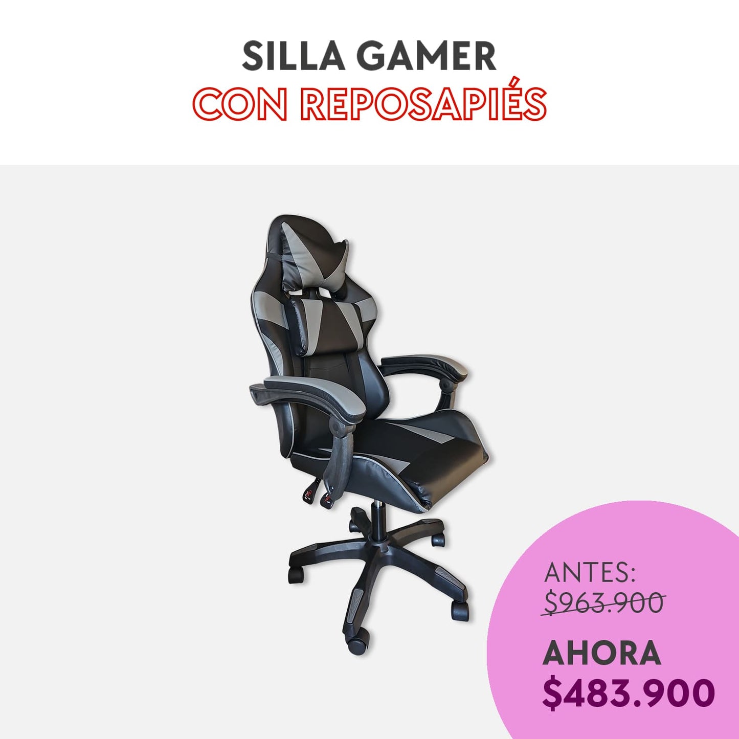 Silla gamer (Con o sin reposapiés)