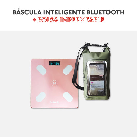 Báscula inteligente bluetooth + bolsa impermeable