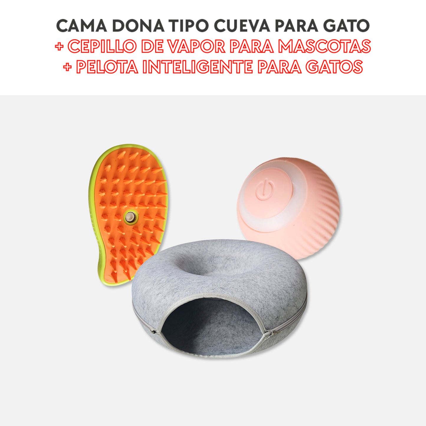 Cama dona + cepillo de vapor + pelota inteligente para gatos