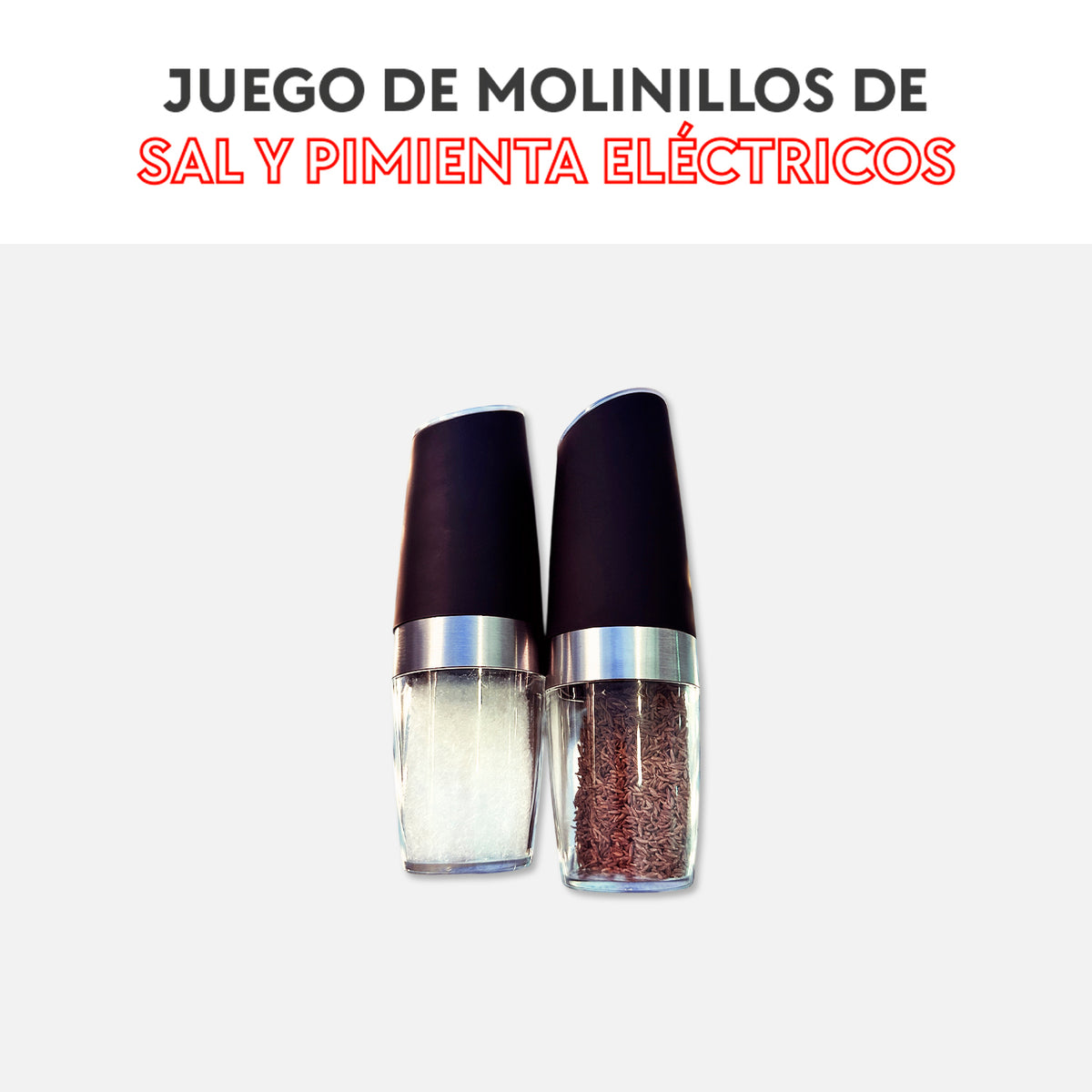 Juego de molinillos de sal y pimienta eléctricos
