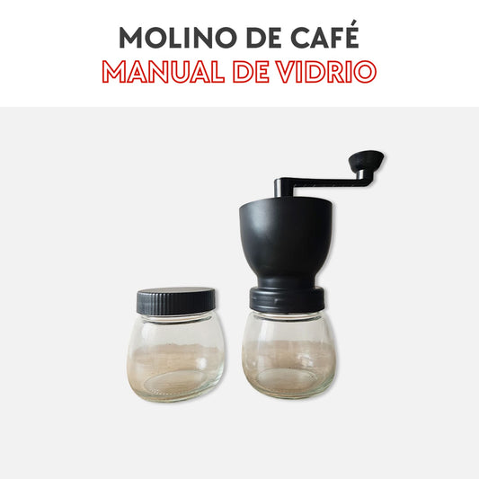 Molino de café manual de vidrio