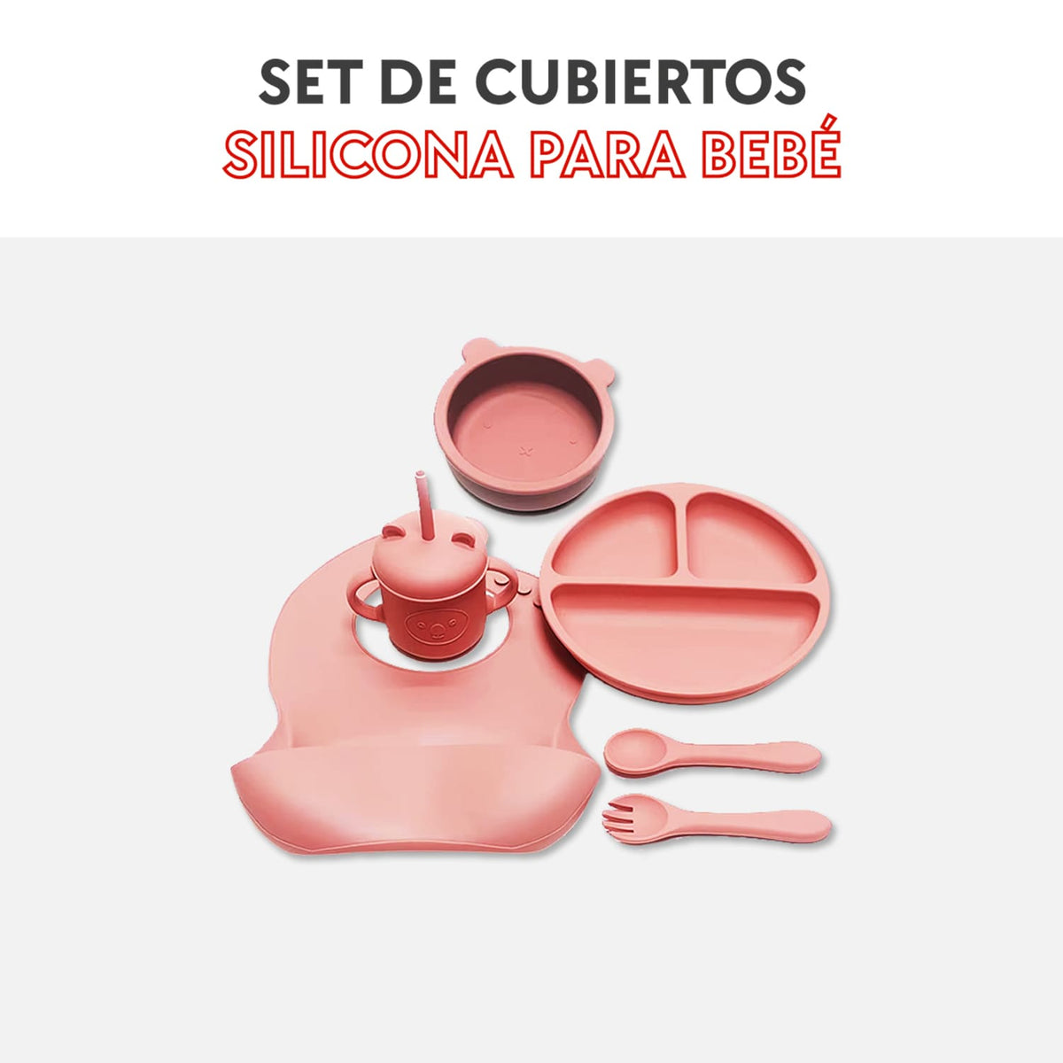Set de cubiertos silicona para bebé