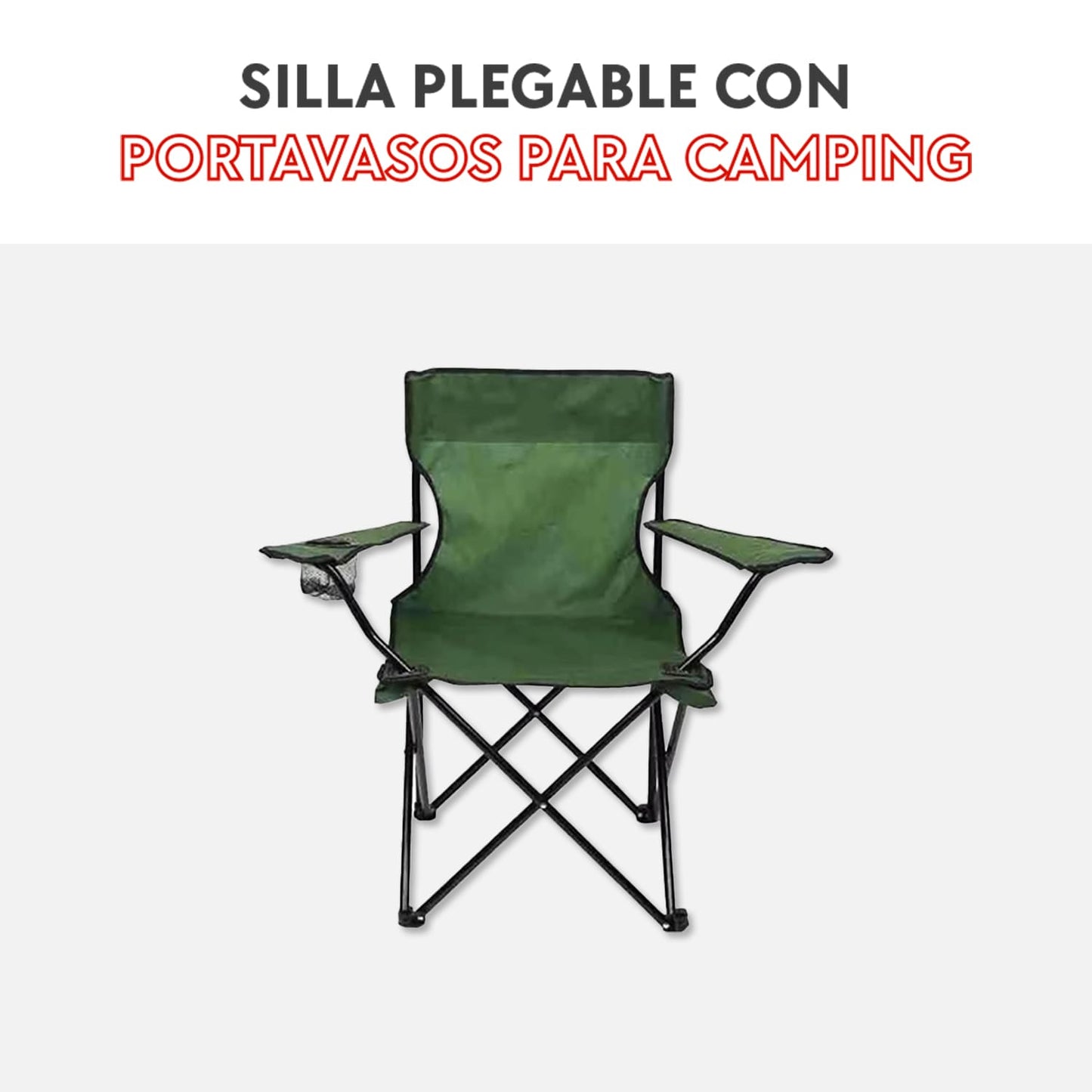 Silla plegable con portavasos para camping