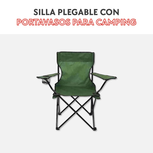 Silla plegable con portavasos para camping